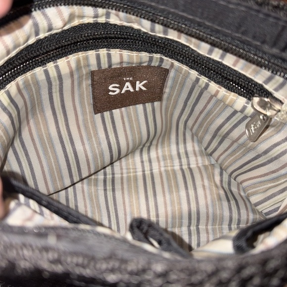 The SAK  shoulder bag  Small  crochet Black   nylon lining  exterior pocket NWOT - Picture 16 of 17